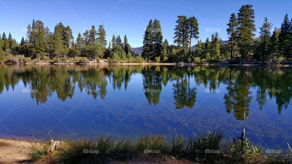 lake fishing reflection