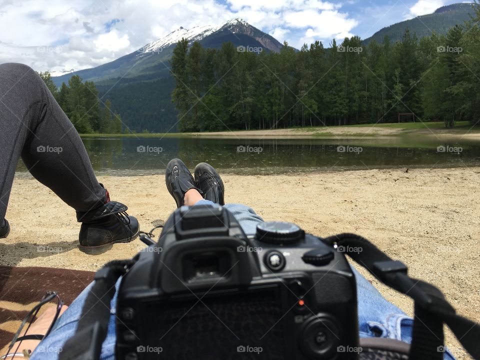 Alpine lake view in the Canadian Rockies