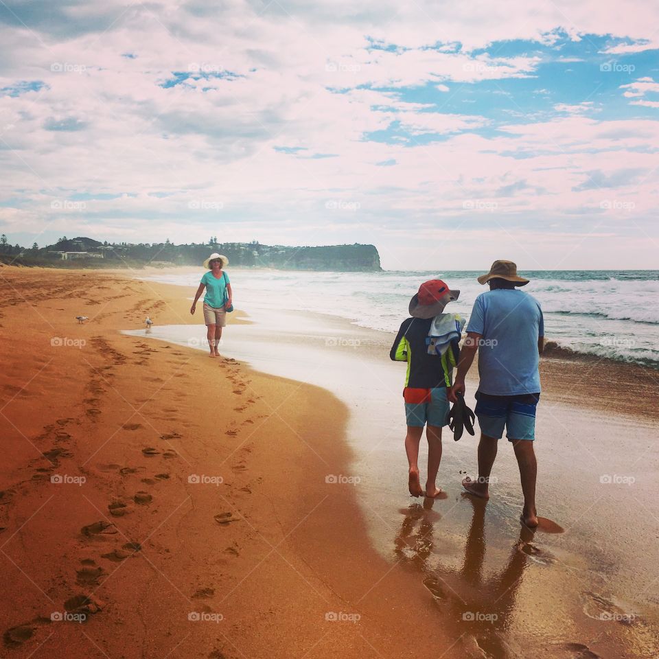 Beach walk with grandpa 