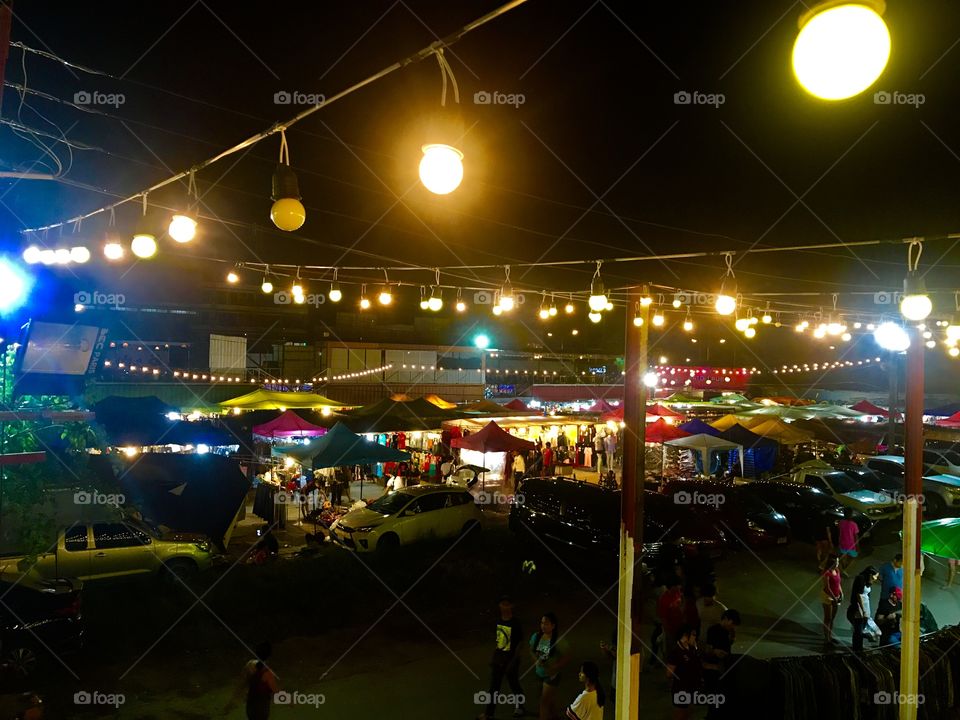 Long Line Market or Railway Market in Thailand.