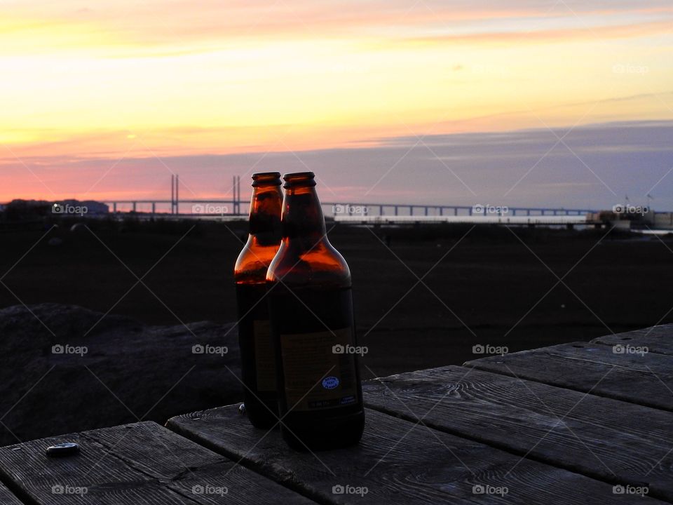 Bottles in Winter dusk