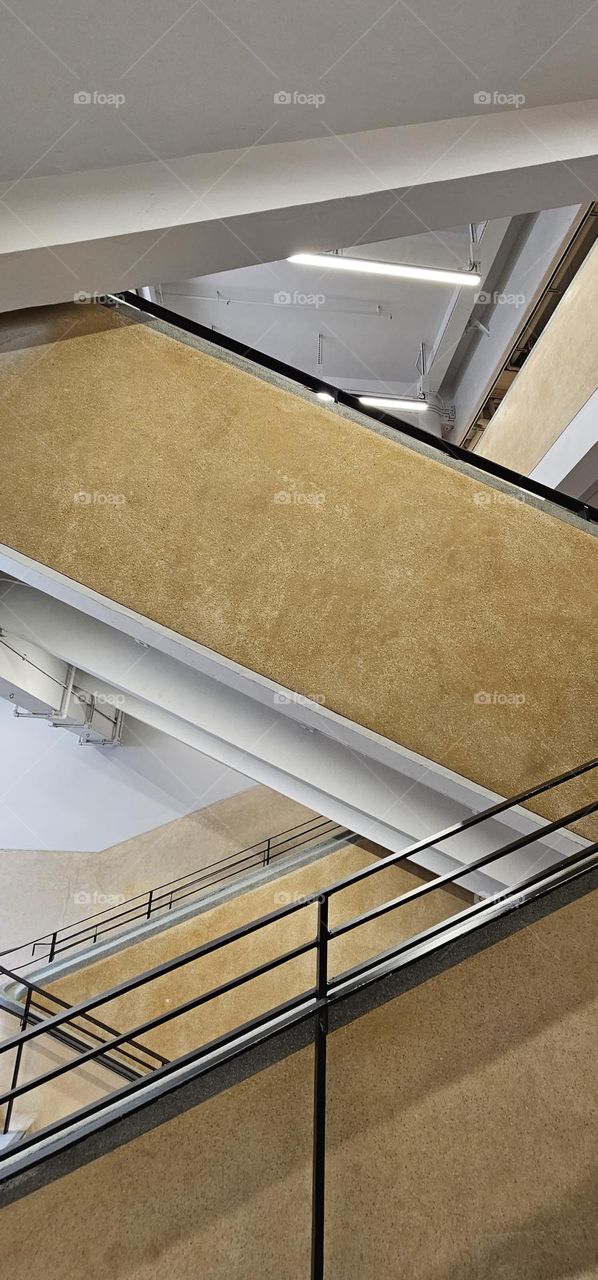 The staircase in Hong Kong Central Market, a historic building in the revitalization project under Urban Renewal Authority and managed by the China chemical Group