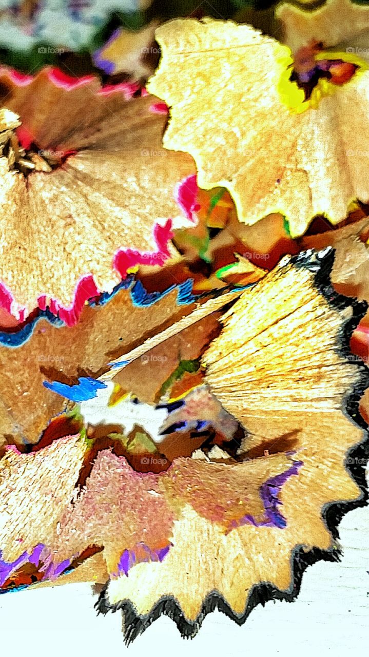 colored pencil shavings