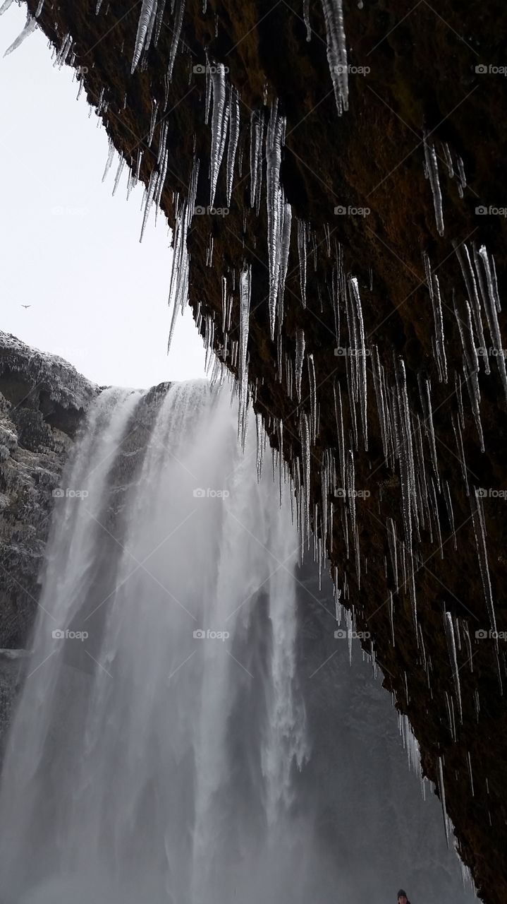 Skogafoss waterfall in Iceland in the winter