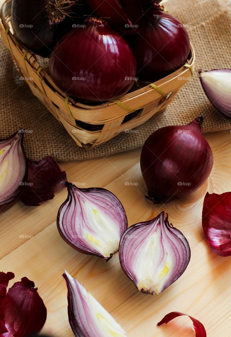 Red onion on the table