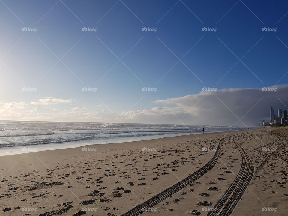 Lifesaving buggie tracks as far as the eye can see