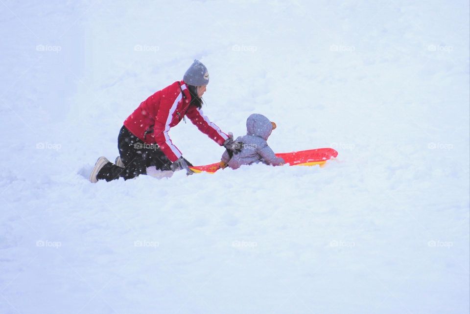 Mother's love in the snow