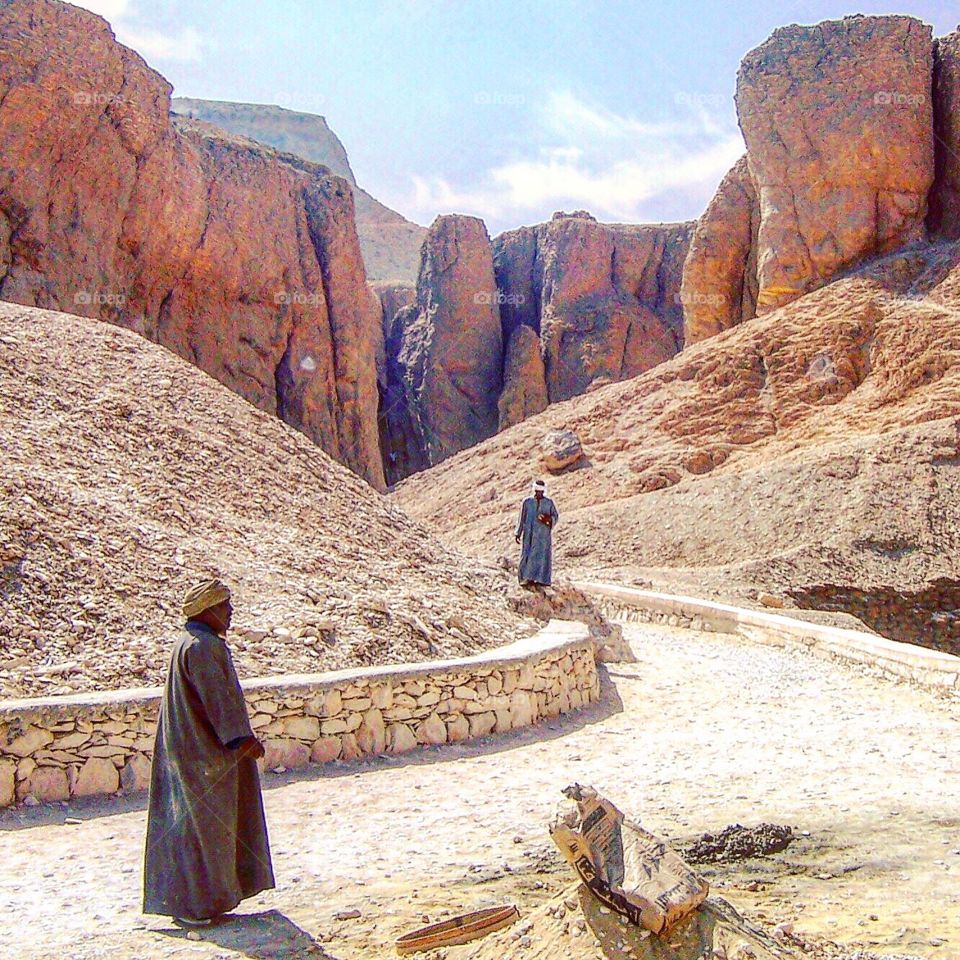 Path to visit tombs of pharaohs and powerful nobles at Valley of the Kings, Egypt