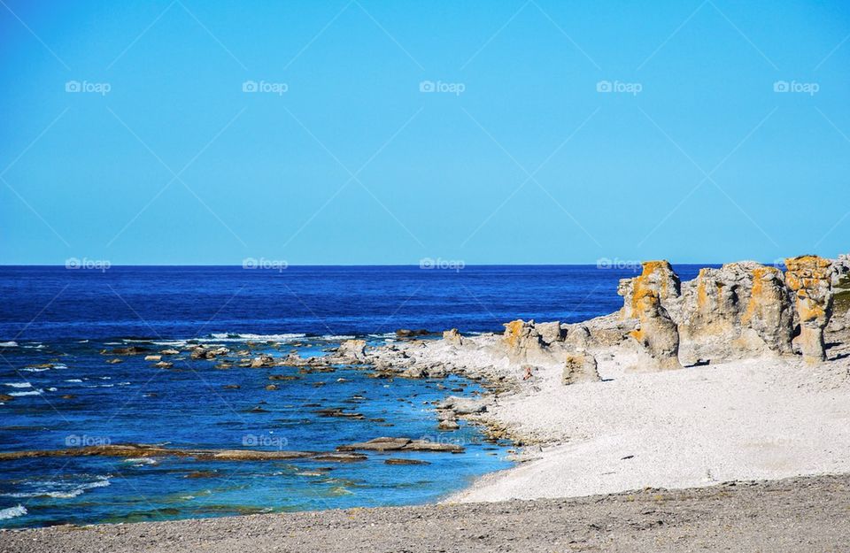 Scenic view of rocky coastline