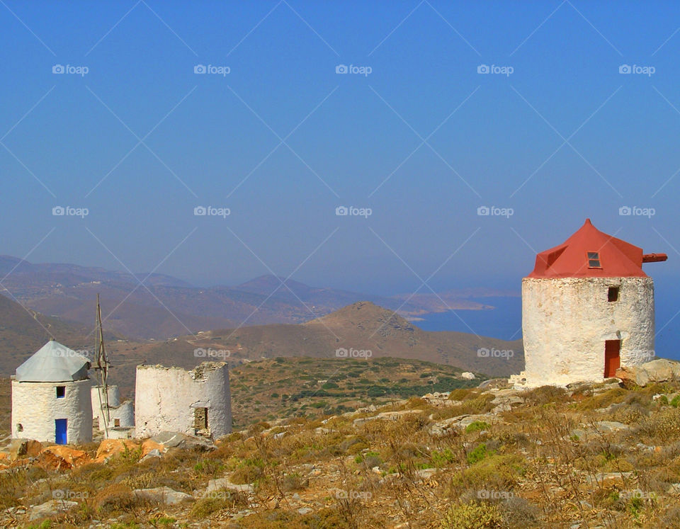 Windmills in Chora, Amorgos