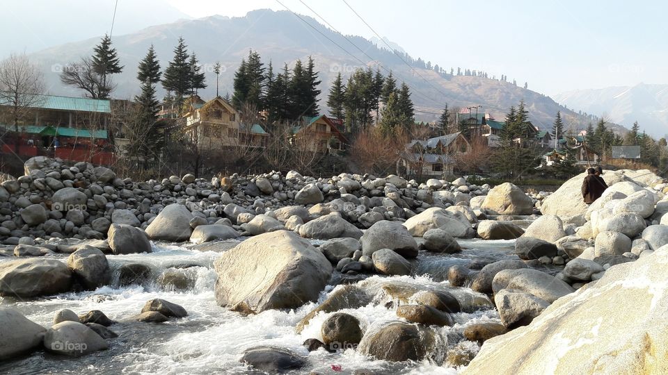 Beas river in Himachal Pradesh in India
