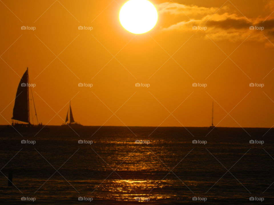 Golden sun over the pacific