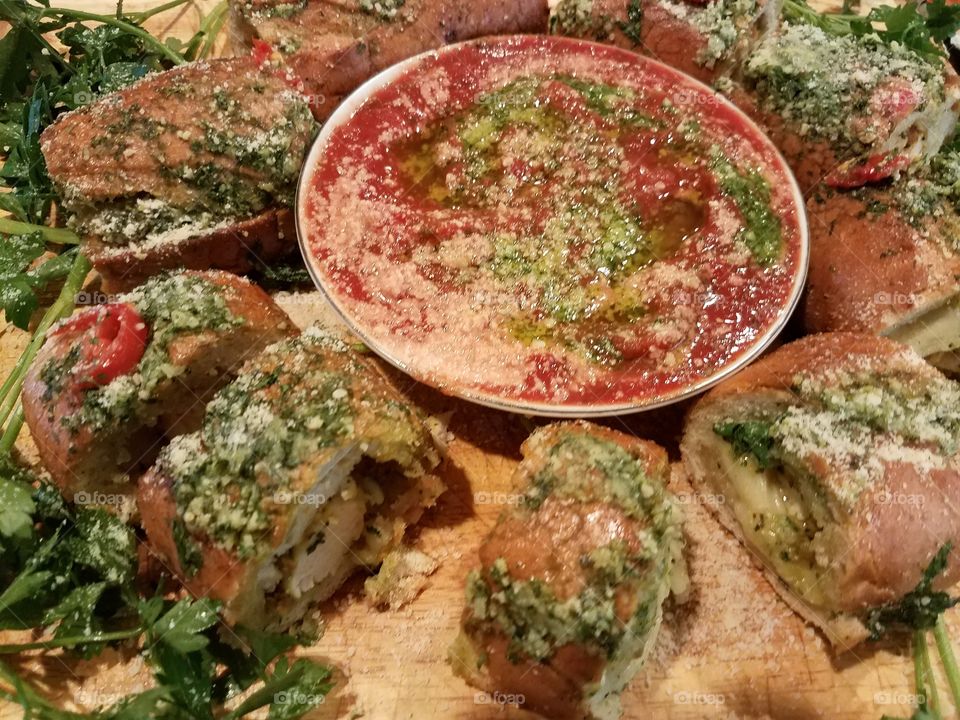 Chicken Parmesan garlic bread.