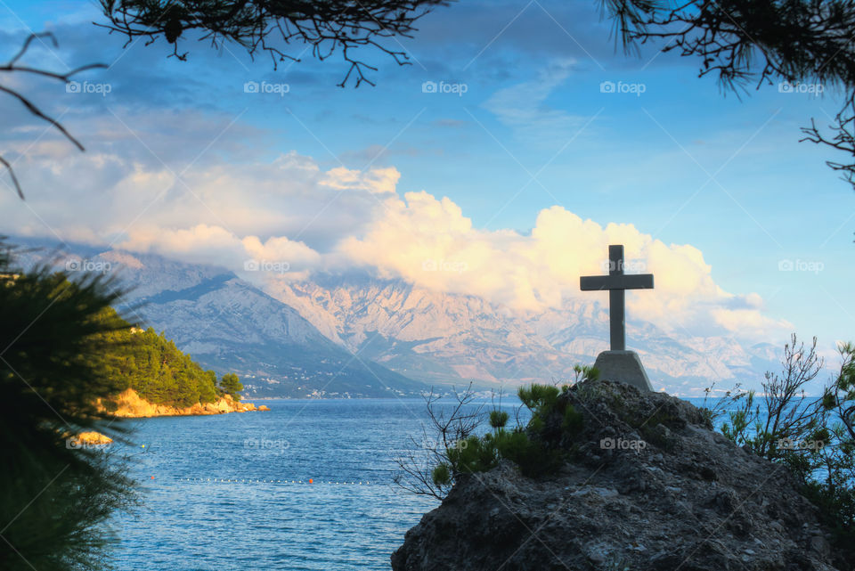 Cross at Mimice beach, Croatia, Adriatic sea