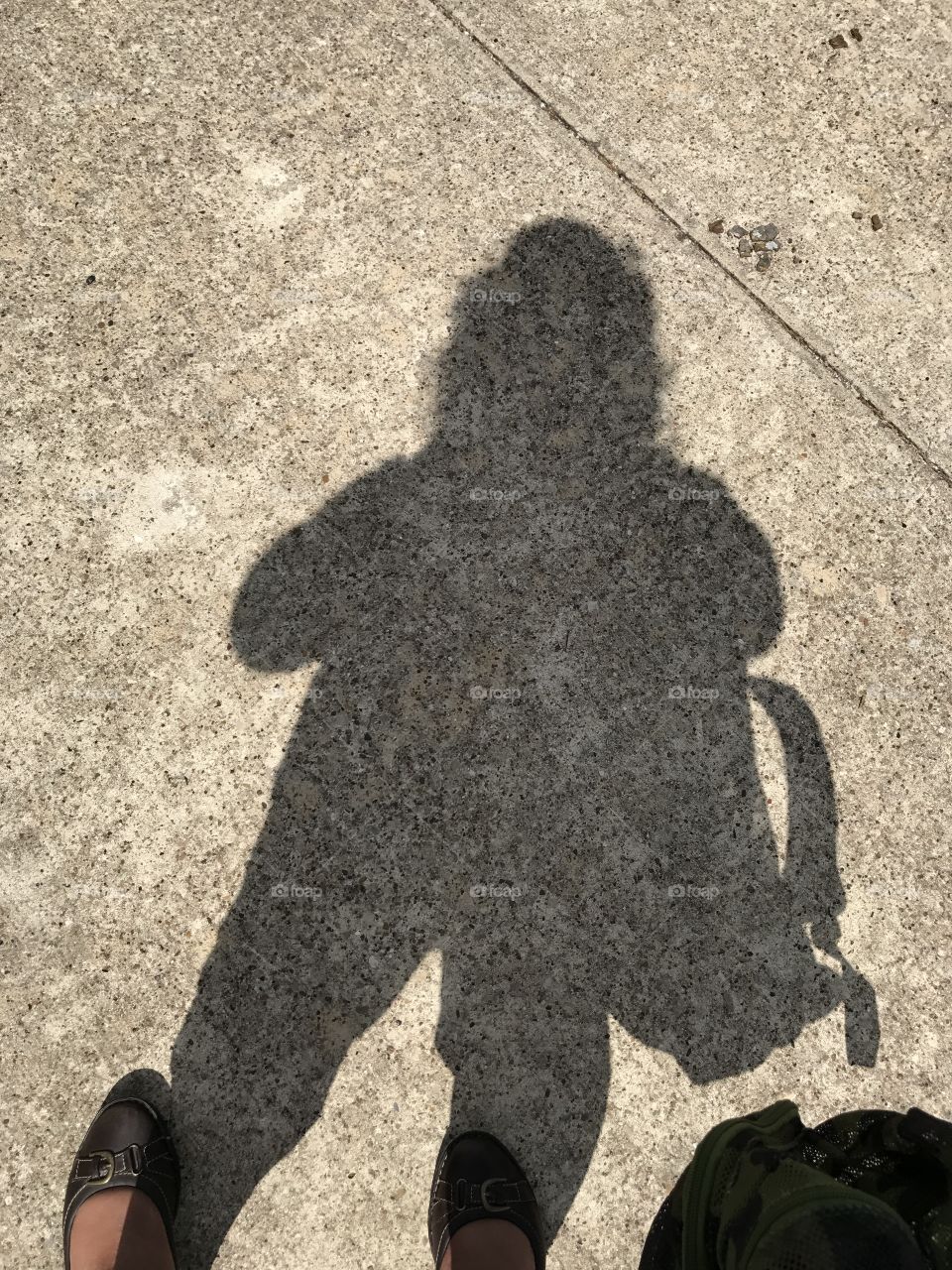 Shadow, female, backpack, sun