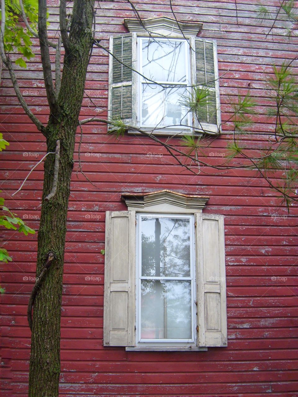 Rustic farmhouse windows