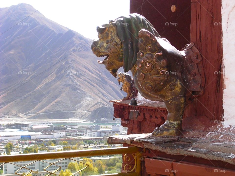 Potala palace. From the rooftop of the potala palace, Lhasa, Tibet