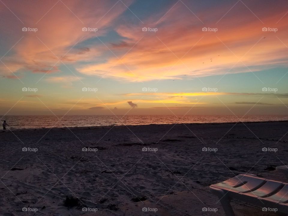 sunset at the end of vacation at Gulf of Mexico