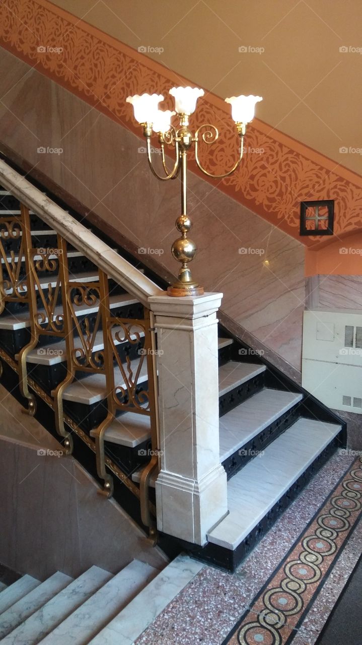 Original marble staircase inside historic courthouse