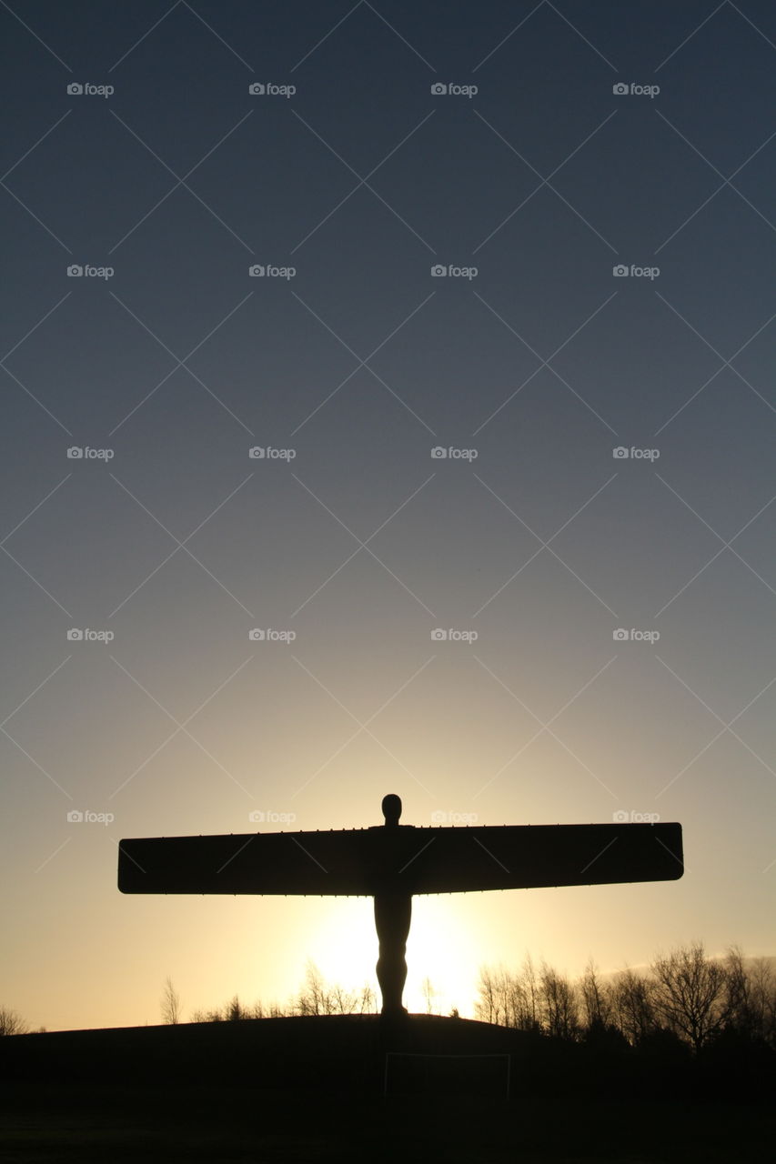 Sunrise Behind the Angel. Sunrise behind the Angel Of The North on Gateshead, Newcastle.