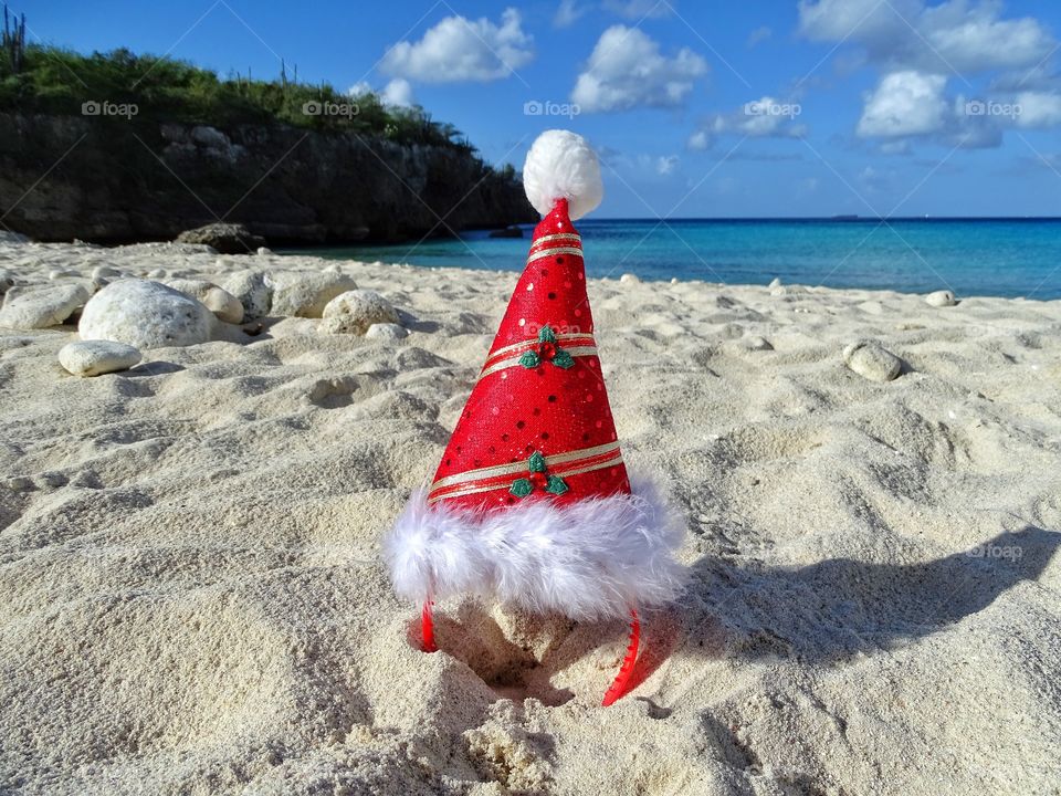 Santa’s hat on the beach