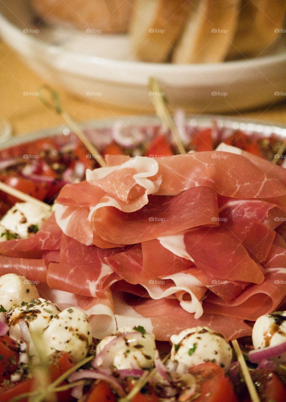 Presunto with onions, tomatoes, and onions appetizer 