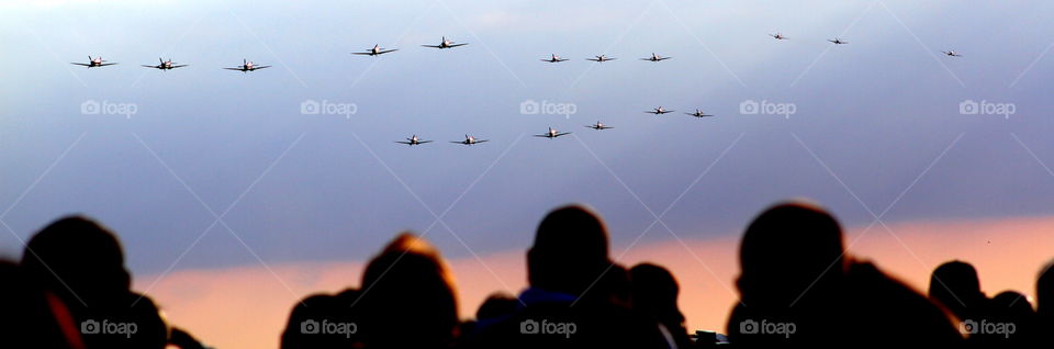 Airplane, Sunset, Aircraft, People, Sky