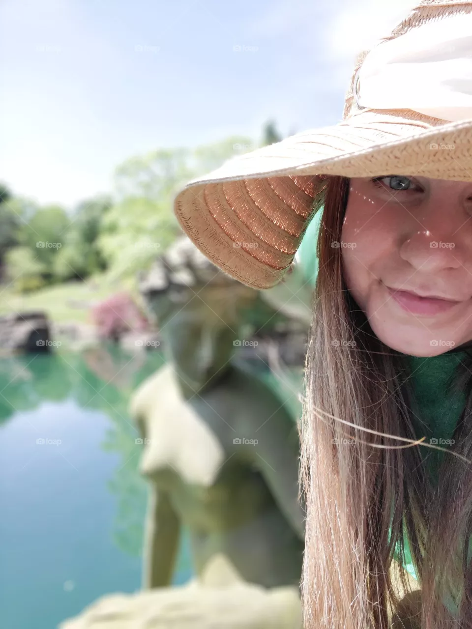 Summer in the Park woman in hat mermaid