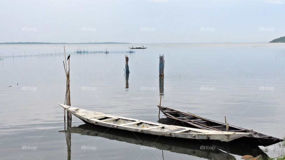 fishing boat in a lake