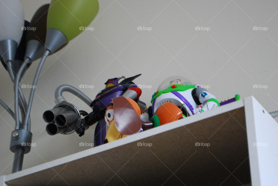Toys on the top shelf