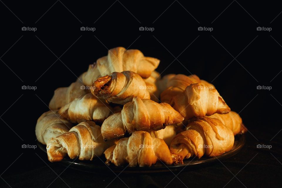 Delicious homemade croissant, filled with dulce de leche