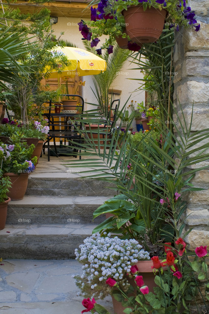 yard in a traditional Mediterranean village