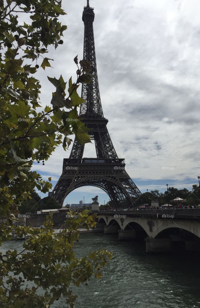The Eiffel Tower, Paris. View from the Right Bank, across the river 