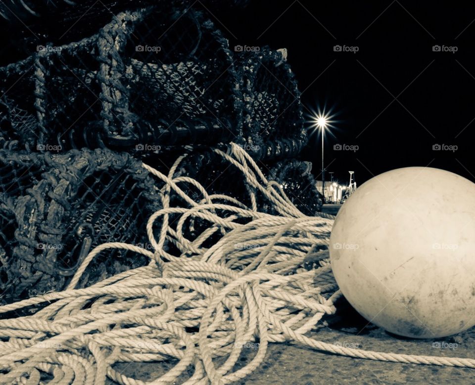 Scotland Fishermen, Monochrome Fishing Gear, Traps By The Ocean, Fishermen’s Gear, Black And White Portrait Of A Fishermen’s Life