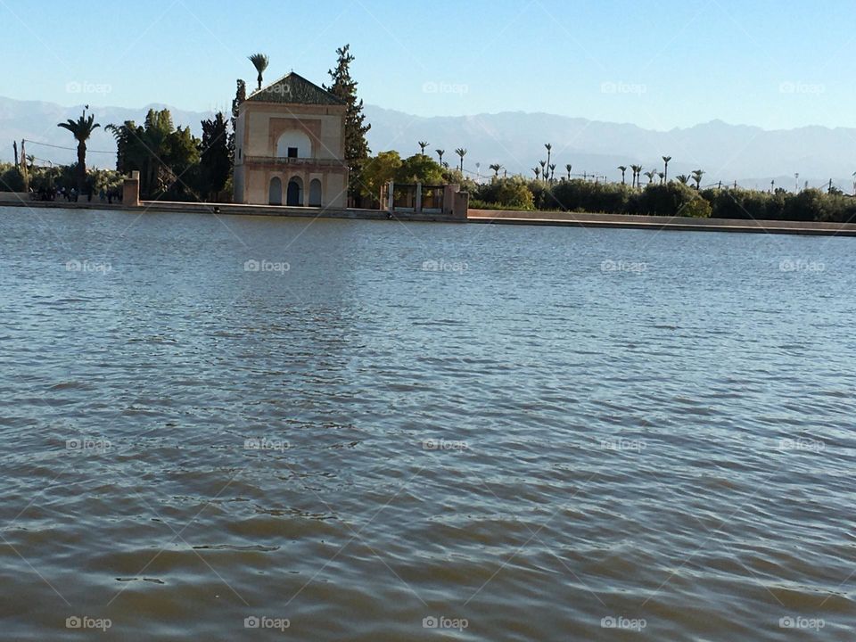 Menara garden in marrakesh city in morocco.