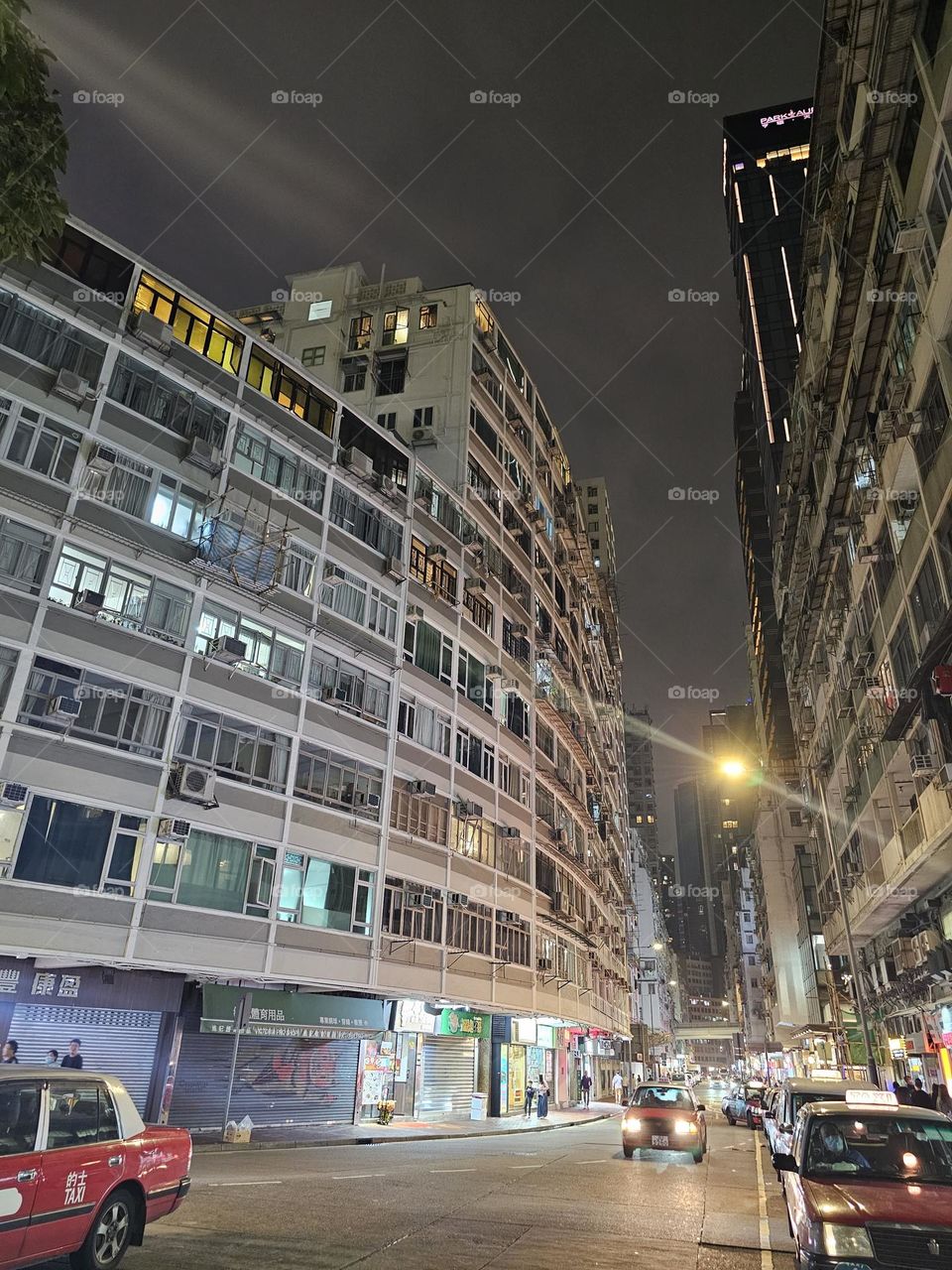 Nightwalk down a street at Tin Hau Hong Kong