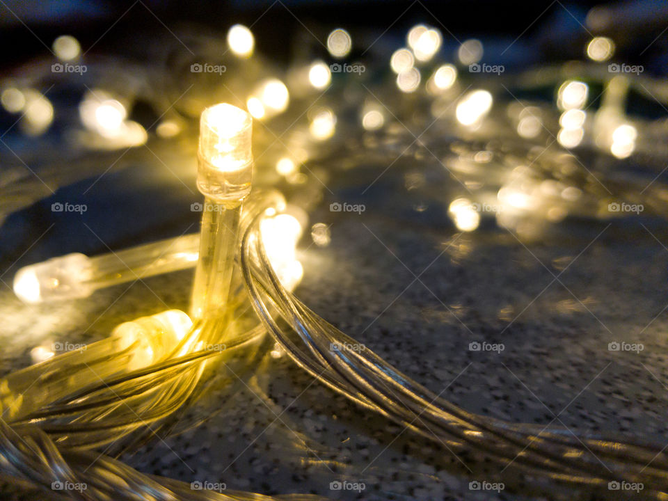 light wire under lights bokeh defocused background