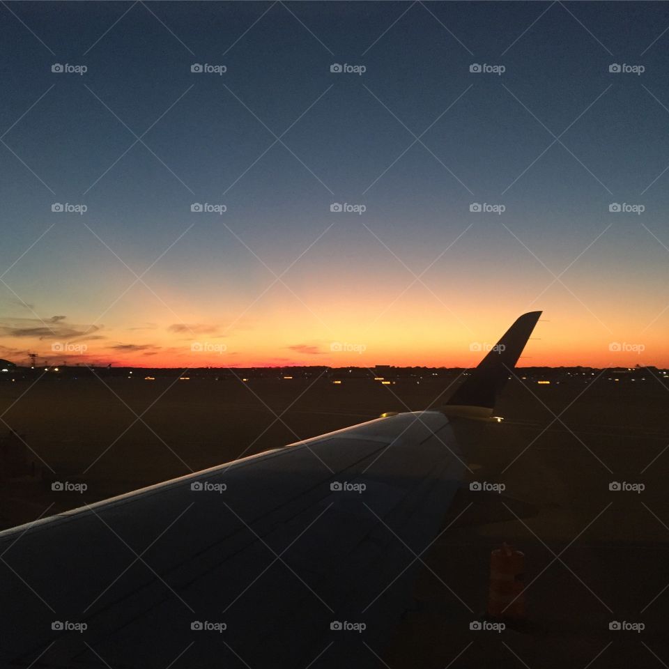 Sunset, Airplane, Landscape, Dawn, Evening
