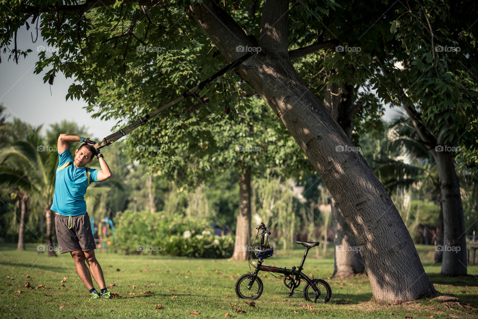 Man workout in the park