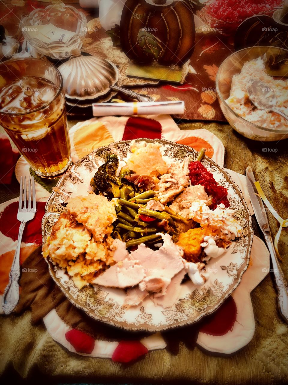 Holiday feast of delicious food 