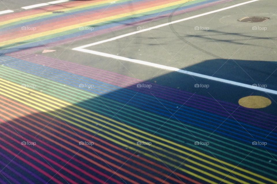 Rainbow colored intersection 