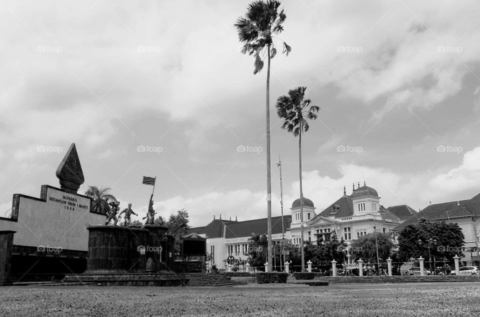 In the yard of historical monuments in the city of Yogyakarta Indonesia