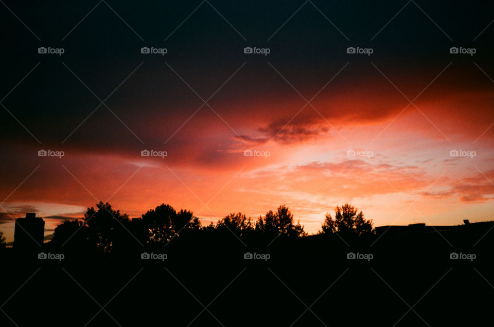 Sunset sky in Utrina, Zagreb, Croatia, taken on cheap Agfa Vista with beloved Olympus XA2 zone focus film camera 
