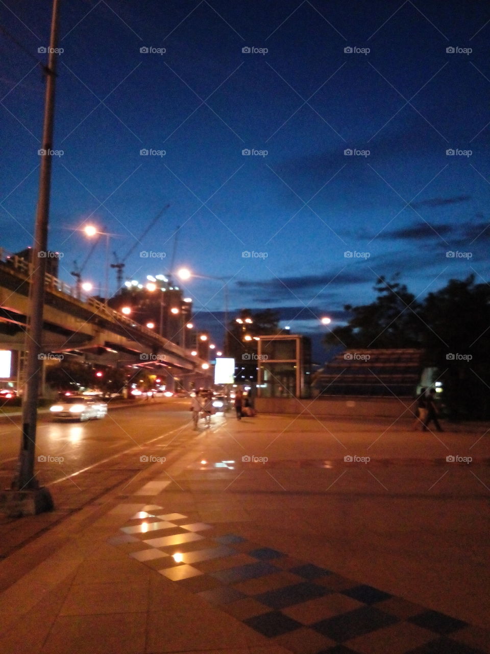 Bangkok traffic on the road. sky before the rain come true.