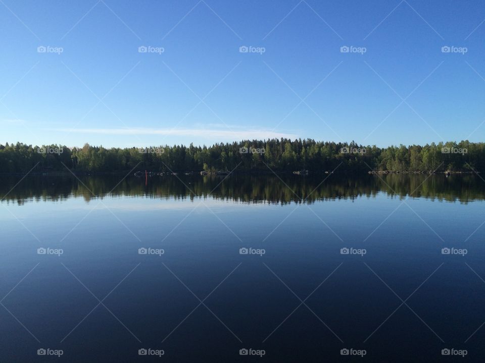 Beautiful lake during Midsummer in north Sweden 

