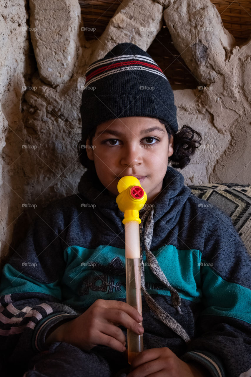 Happiness of local boy in Egypt