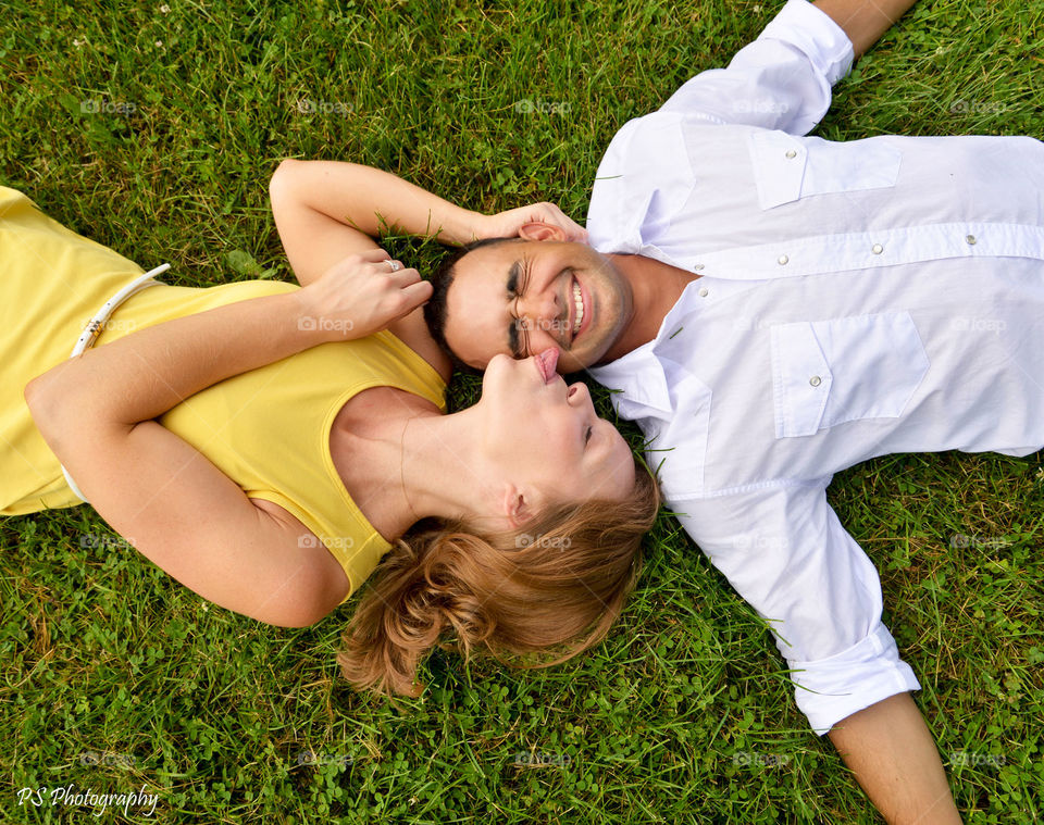 Silly couple. Having fun on engagement shoot