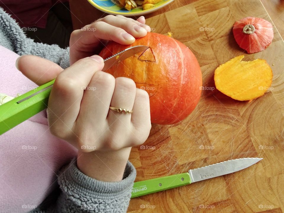 Carving pumpkin