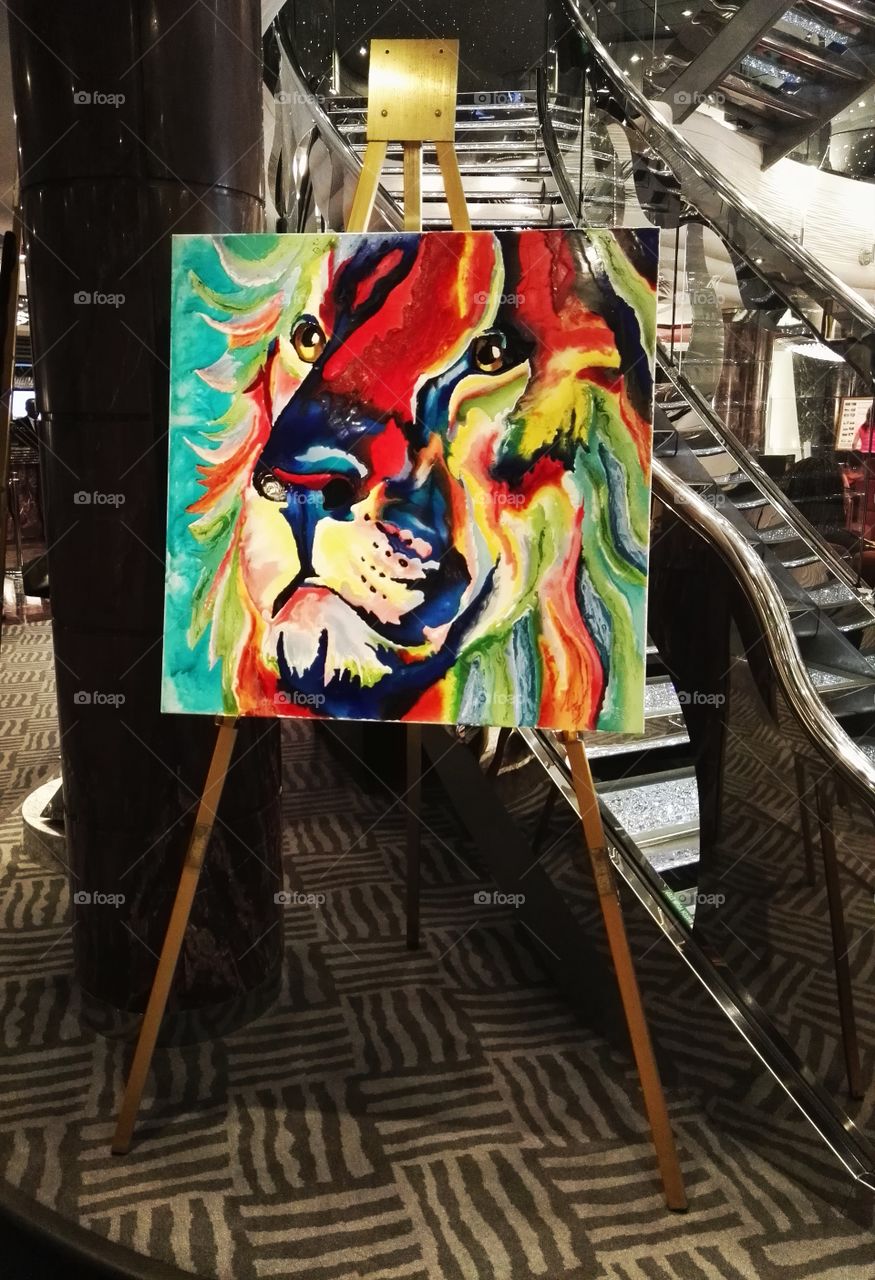 A colorful lion portrait