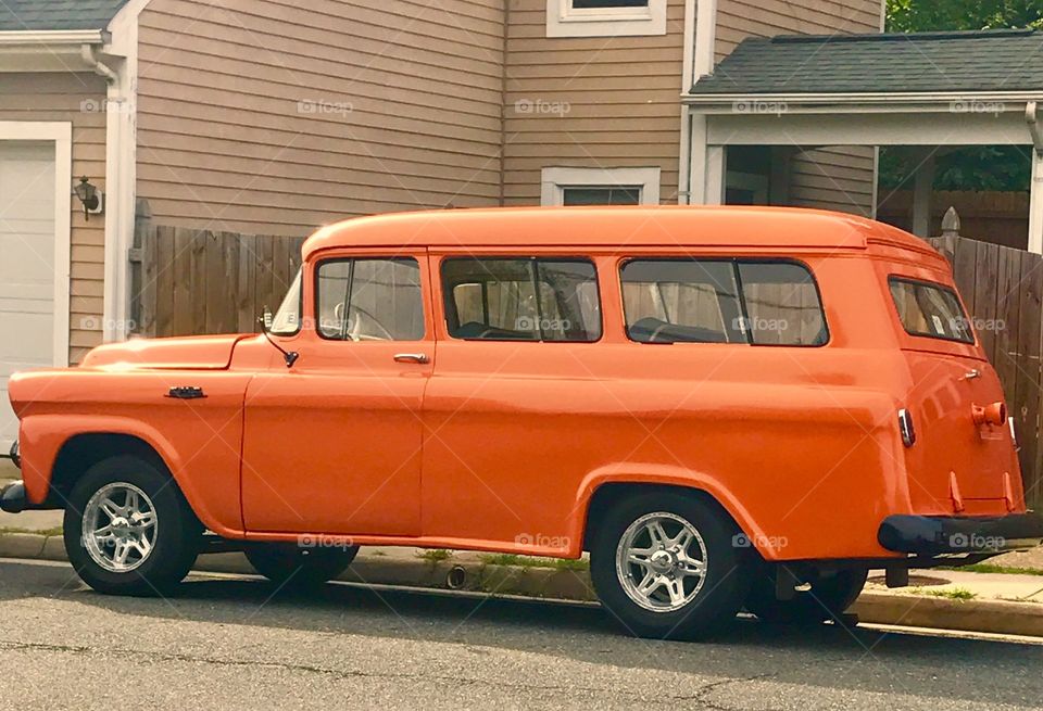 Side View Orange Truck